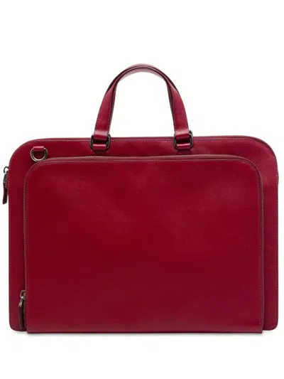 Pre-owned Prada 2013-2026 Saffiano Business Bag In Red