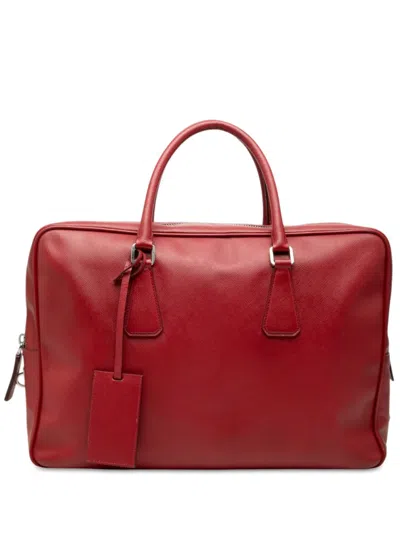 Pre-owned Prada 2013-2026 Saffiano Business Bag In Red