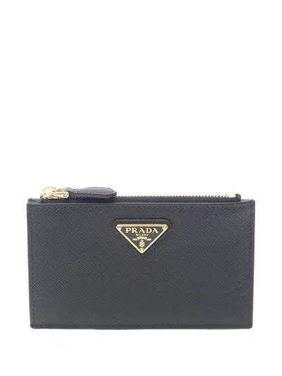 Pre-owned Prada 2013-2026 Saffiano Card Holder In Black