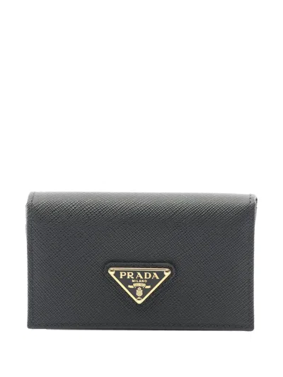 Pre-owned Prada 2013-2026 Saffiano Card Holder In Black
