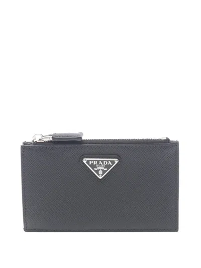 Pre-owned Prada 2013-2026 Saffiano Card Holder In Black