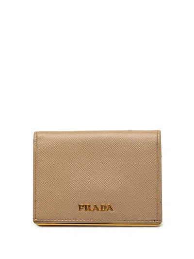 Pre-owned Prada 2013-2026 Saffiano Card Holder In Neutrals