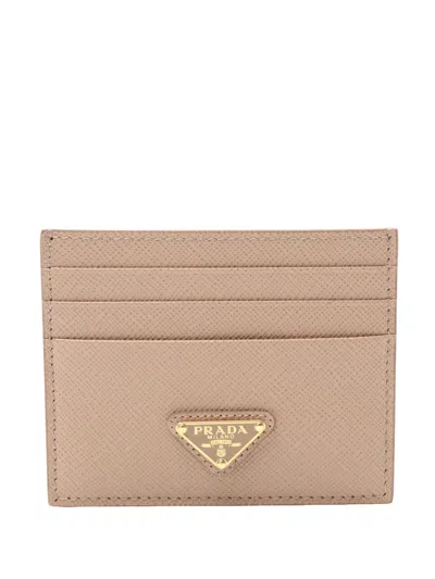 Pre-owned Prada 2013-2026 Saffiano Card Holder In Pink
