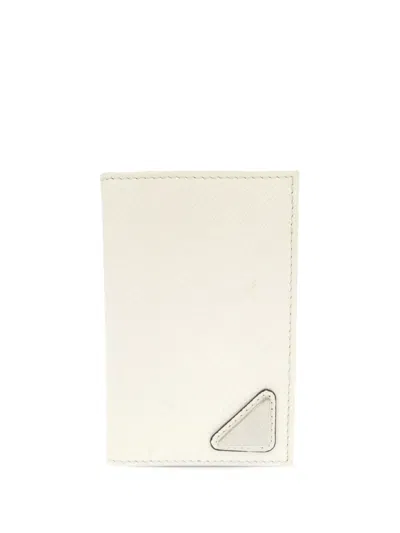 Pre-owned Prada 2013-2026 Saffiano Card Holder In White