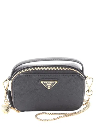 Pre-owned Prada 2013-2026 Saffiano Chain Satchel In Black
