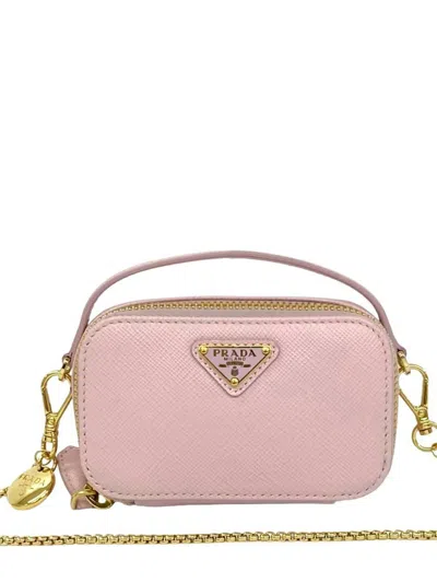 Pre-owned Prada 2013-2026 Saffiano Chain Satchel In Pink