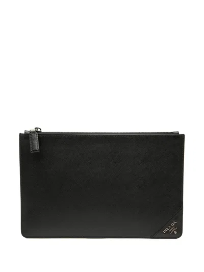 Pre-owned Prada 2013-2026 Saffiano Clutch Bag In Black