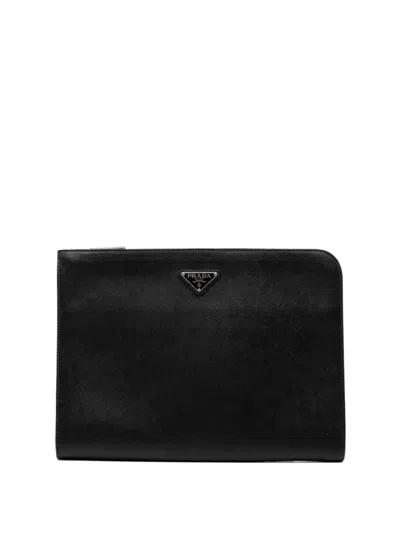 Pre-owned Prada 2013-2026 Saffiano Clutch Bag In Black