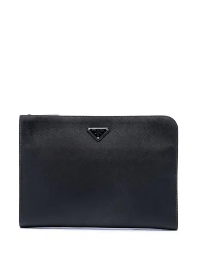 Pre-owned Prada 2013-2026 Saffiano Clutch Bag In Black