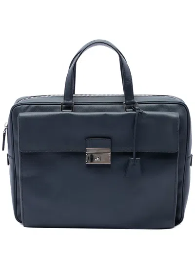 Pre-owned Prada 2013-2026 Saffiano Flap Pocket Business Bag In Black