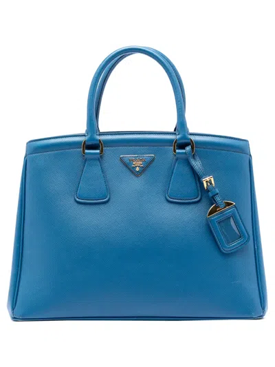 Pre-owned Prada 2013-2026 Saffiano Lux Parabole Tote Bag In Blue