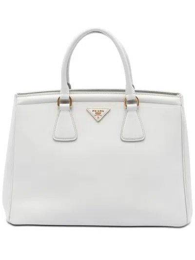 Pre-owned Prada 2013-2026 Saffiano Lux Parabole Tote Bag In White