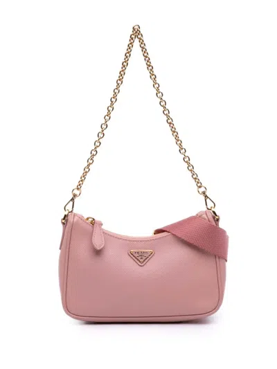 Pre-owned Prada 2013-2026 Saffiano Lux Re Edition 2005 Satchel In Pink
