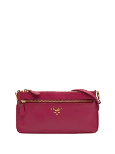 Pre-owned Prada 2013-2026 Saffiano Lux Top Zip Crossbody Bag In Pink