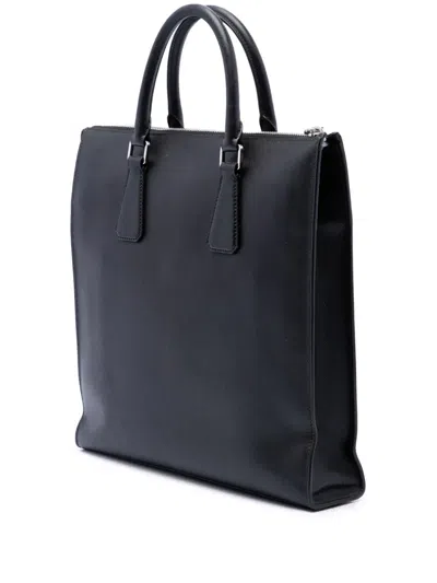 Pre-owned Prada 2013-2026 Saffiano North South Tote Bag In Black