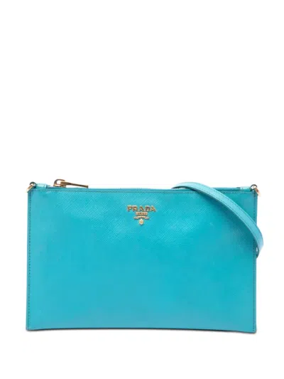Pre-owned Prada 2013-2026 Saffiano Shoulder Bag In Blue