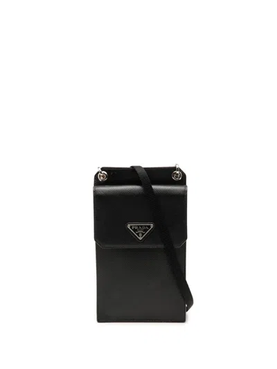 Pre-owned Prada 2013-2026 Saffiano Smartphone Case Crossbody Bag In Black