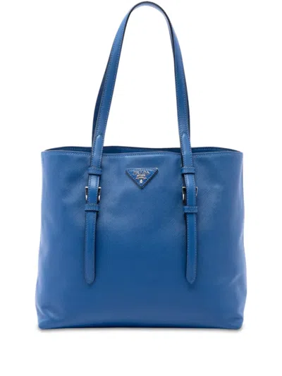 Pre-owned Prada 2013-2026 Saffiano Soft Shopping Tote Bag In 蓝色