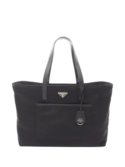 Pre-owned Prada 2013-2026 Saffiano Trimmed Re Edition 1978 Tote Bag In Black