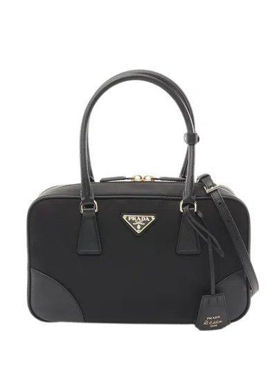 Pre-owned Prada 2013-2026 Saffiano Trimmed Re Nylon Re Edition 1978 Satchel In Black