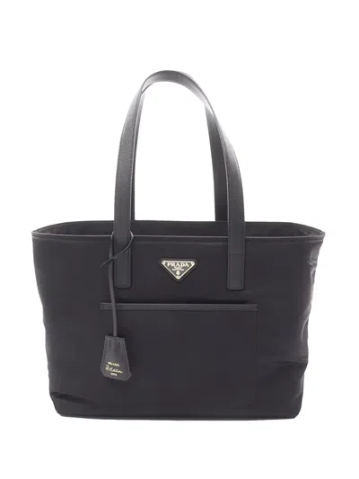 Pre-owned Prada 2013-2026 Saffiano Trimmed Re Nylon Re Edition 1978 Tote Bag In Black