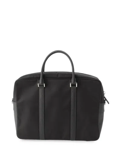 Pre-owned Prada 2013-2026 Saffiano Trimmed Tessuto Business Bag In Black