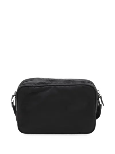 Pre-owned Prada 2013-2026 Saffiano Trimmed Tessuto Camera Bag Crossbody Bag In Black