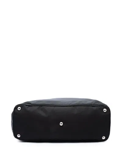 Pre-owned Prada 2013-2026 Saffiano Trimmed Tessuto Convertible Tote Satchel In Black
