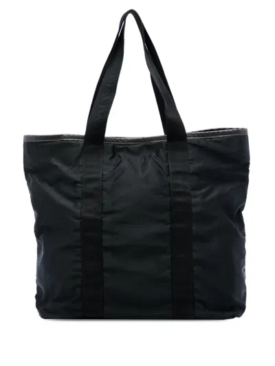 Pre-owned Prada 2013-2026 Saffiano Trimmed Tessuto Tote Bag In Black