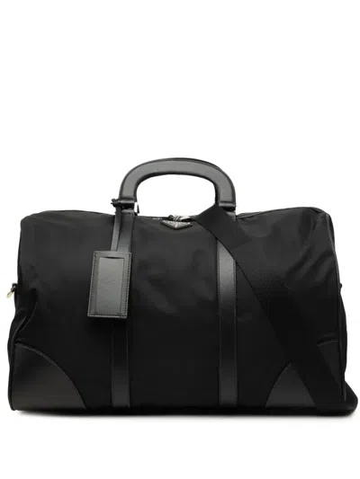 Pre-owned Prada 2013-2026 Saffiano Trimmed Tessuto Travel Bag In Black
