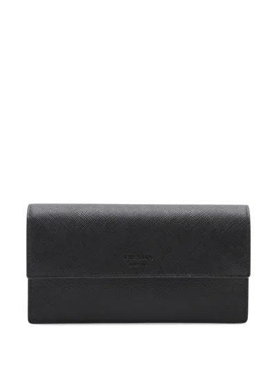 Pre-owned Prada 2013-2026 Saffiano Waist Pouch Belt Bag In Black