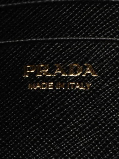 Pre-owned Prada 2013-2026 Saffiano Wallet On Strap Crossbody Bag In Black