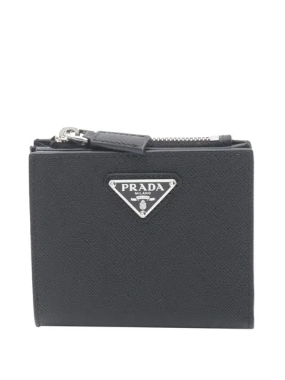 Pre-owned Prada 2013-2026 Saffiano Wallet Small Wallets In Black
