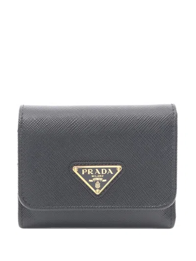 Pre-owned Prada 2013-2026 Saffiano Wallet Small Wallets In Black