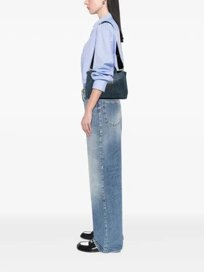 Pre-owned Prada 2013-2026 Small Denim Canapa Logo Satchel In Blue