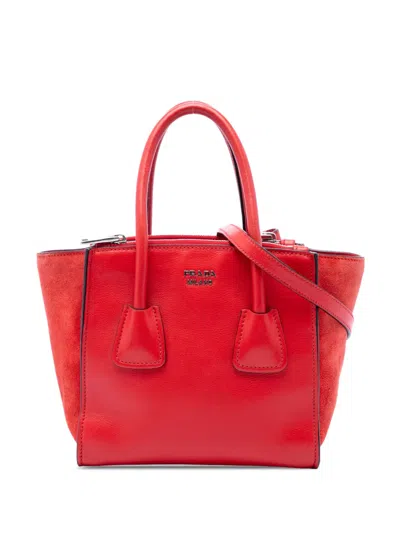 Pre-owned Prada 2013-2026 Small Glace Calf Twin Pocket Satchel In Red