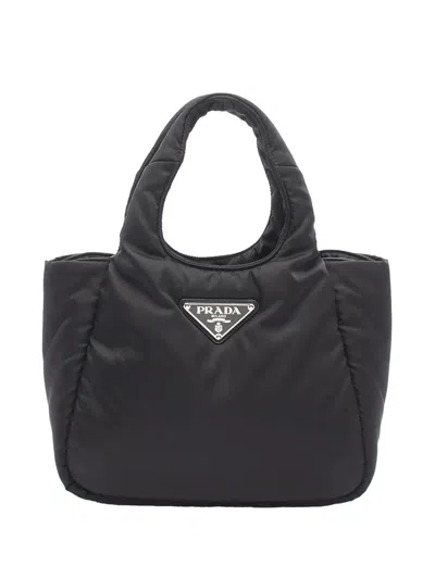 Pre-owned Prada 2013-2026 Small Re Nylon Padded Tote Bag In Black
