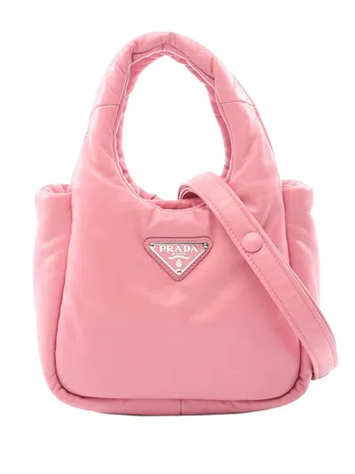 Pre-owned Prada 2013-2026 Small Soft Padded Nappa Double Handled Bag Satchel In Pink