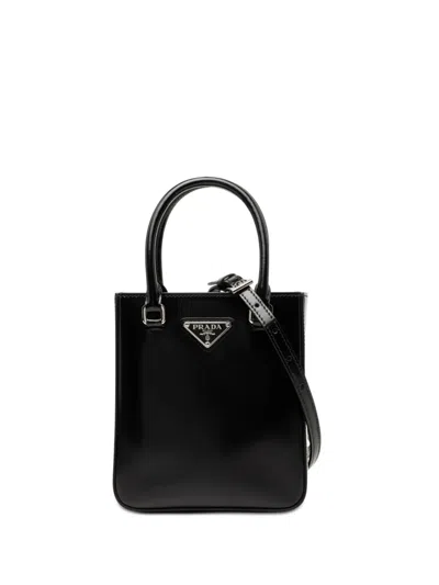 Pre-owned Prada 2013-2026 Small Spazzolato Leather Satchel In Black