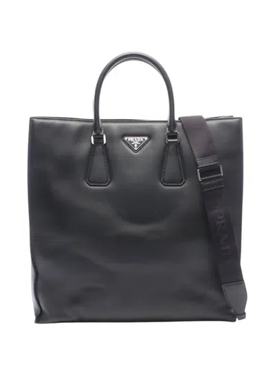Pre-owned Prada 2013-2026 Soft Calf Satchel In Black
