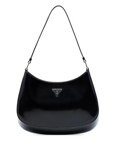 Pre-owned Prada 2013-2026 Spazzolato Leather Cleo Shoulder Bag In Black