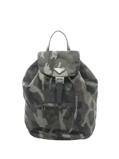 Pre-owned Prada 2013-2026 Tessuto Backpack In Green