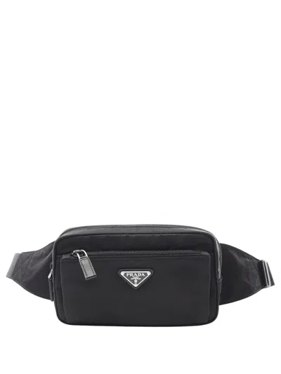 Pre-owned Prada 2013-2026 Tessuto Belt Bag In Black