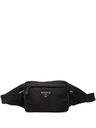 Pre-owned Prada 2013-2026 Tessuto Belt Bag In Black
