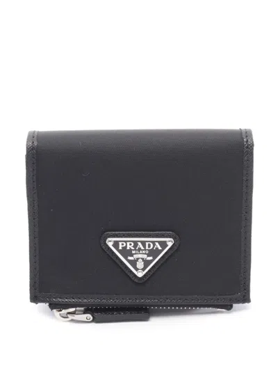 Pre-owned Prada 2013-2026 Tessuto Bifold Wallet Small Wallets In Black