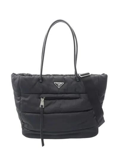 Pre-owned Prada 2013-2026 Tessuto Bomber Tote Bag In Black