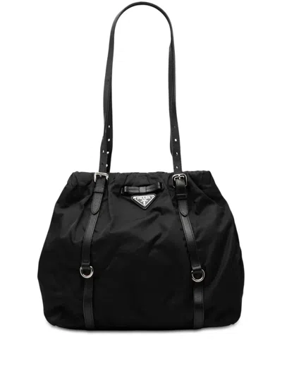 Pre-owned Prada 2013-2026 Tessuto Bow Tote Bag In Black