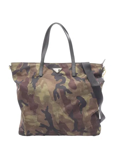 Pre-owned Prada 2013-2026 Tessuto Camouflage Satchel In Green