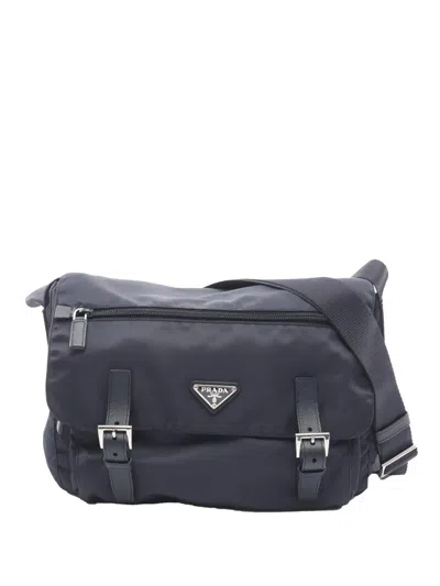 Pre-owned Prada 2013-2026 Tessuto Crossbody Bag In Blue