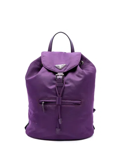 Pre-owned Prada 2013-2026 Tessuto Drawstring Backpack In Purple